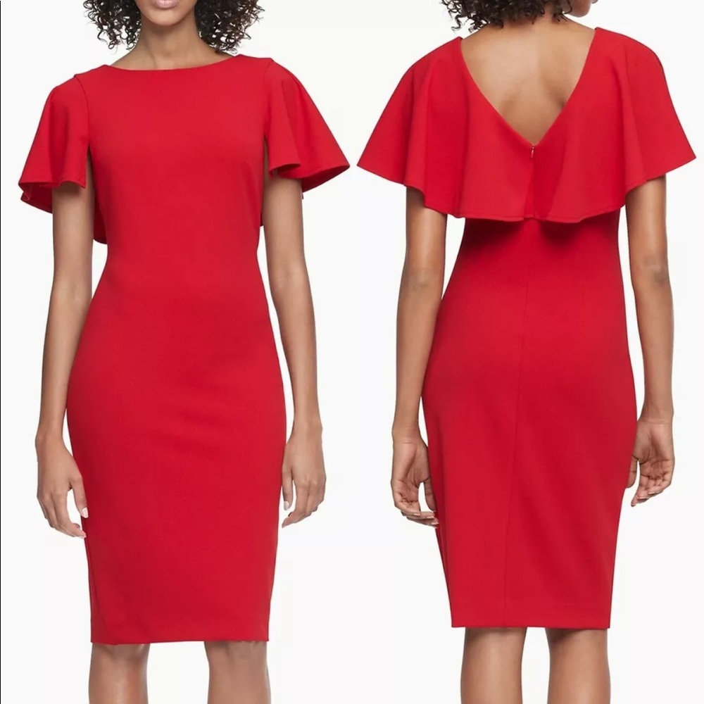 Calvin Klein Flutter Sleeve Dress 3343